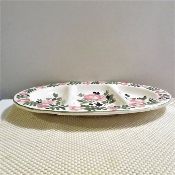Platter Large Oval Divided FLORENCE COLLECTION 3 Sections Ceramic Italian Design - Picture 5 of 6